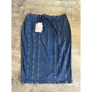 Ashley Graham Marina Rinaldi Denim Canada Ski Blue Pencil Skirt 14 New Y2K Style